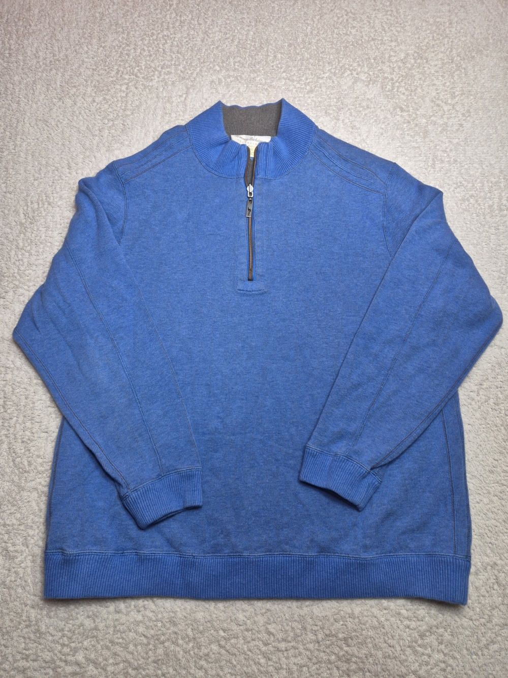 Tommy Bahama Reversible Quarter-Zip Pullover Sweater- Blue/Grey Men's XL